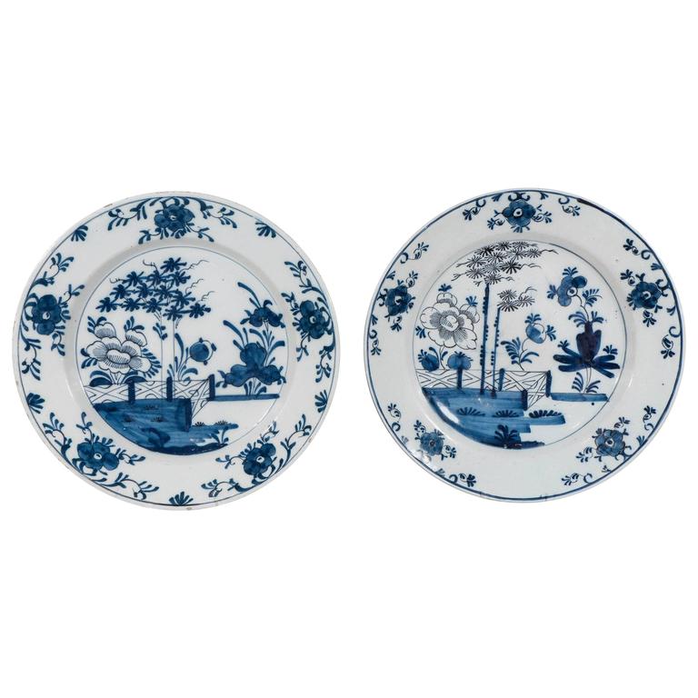 Pair of Blue and White Dutch Delft Chargers at 1stdibs
