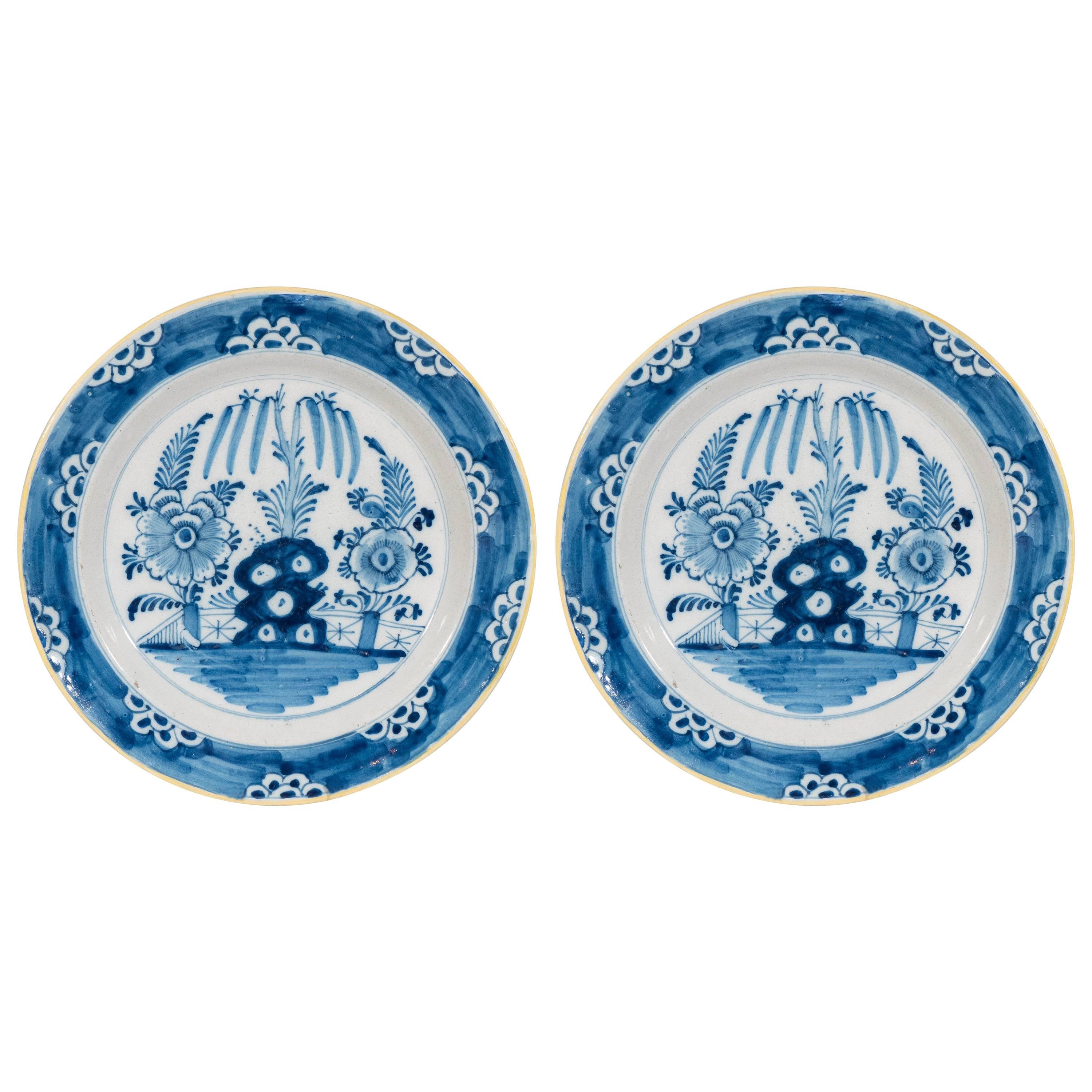 Antique Delft  Blue and White Chargers circa 1770
