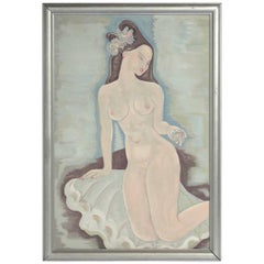 Vintage Large-Scale Art Deco Nude Painting