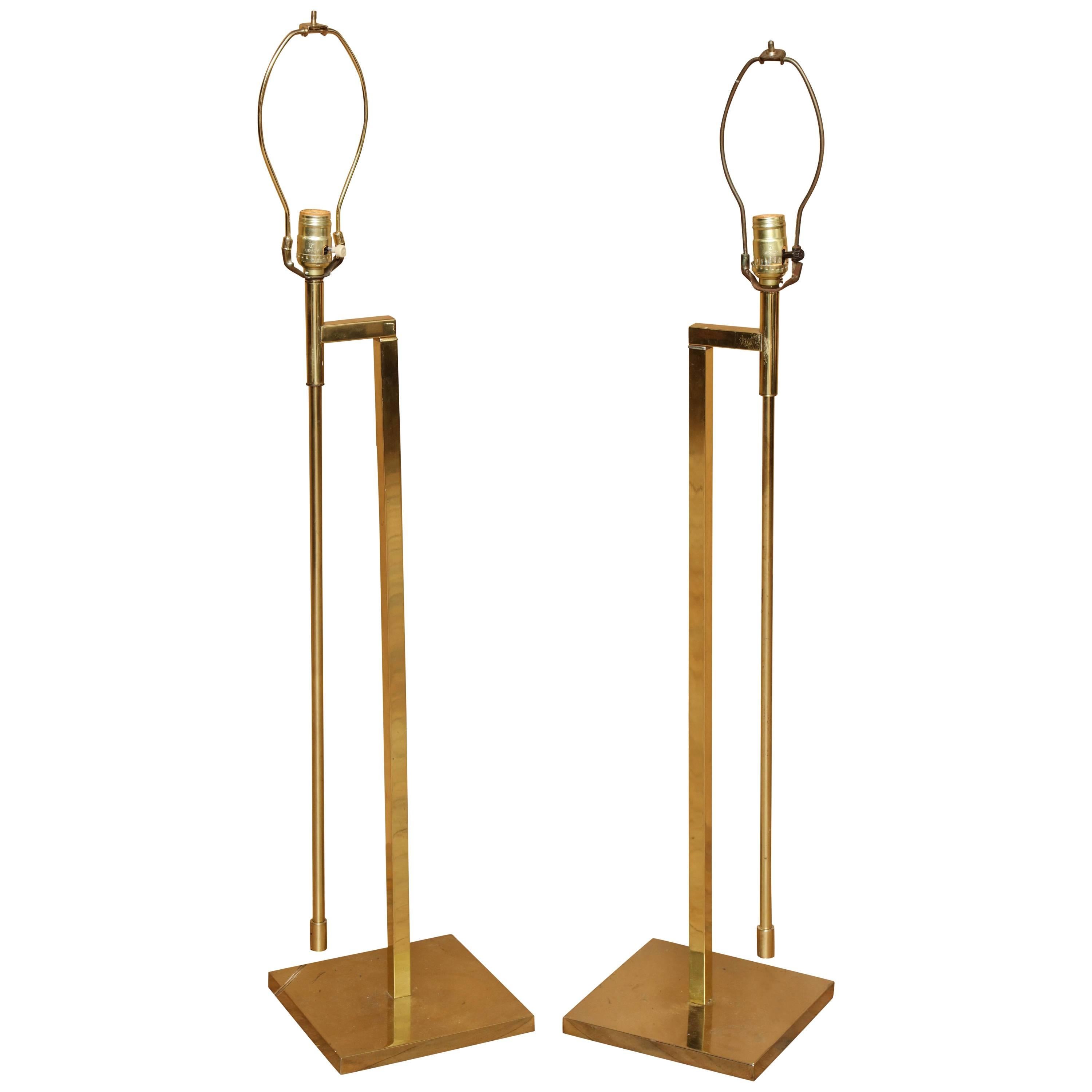 Pair of 1950s Brass Adjustable Floor Lamps