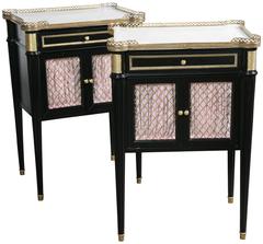 Pair of Marble-Top Galleried Louis XVI Style Stands/Nightstands by Maison Jansen