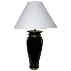 Retro 20th Century Black Porcelain Lamp