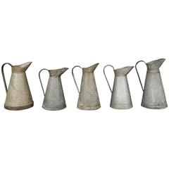 Galvanized Metal Pitchers from France