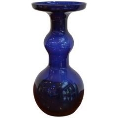 Kaj Franck Cobalt Blue Glass Vase for Nuutajarvi Notsjo, Finland 12