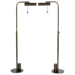 Pair of Patinated Brass Floor Lamps by Charles Hollis Jones