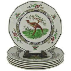 English Royal Doulton Hand-Painted Pheasant Plates, Set of Six