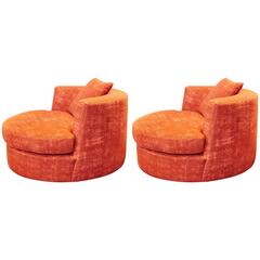 Pair of Upholstered Swivel Chairs Designed by Apsara Interior Design