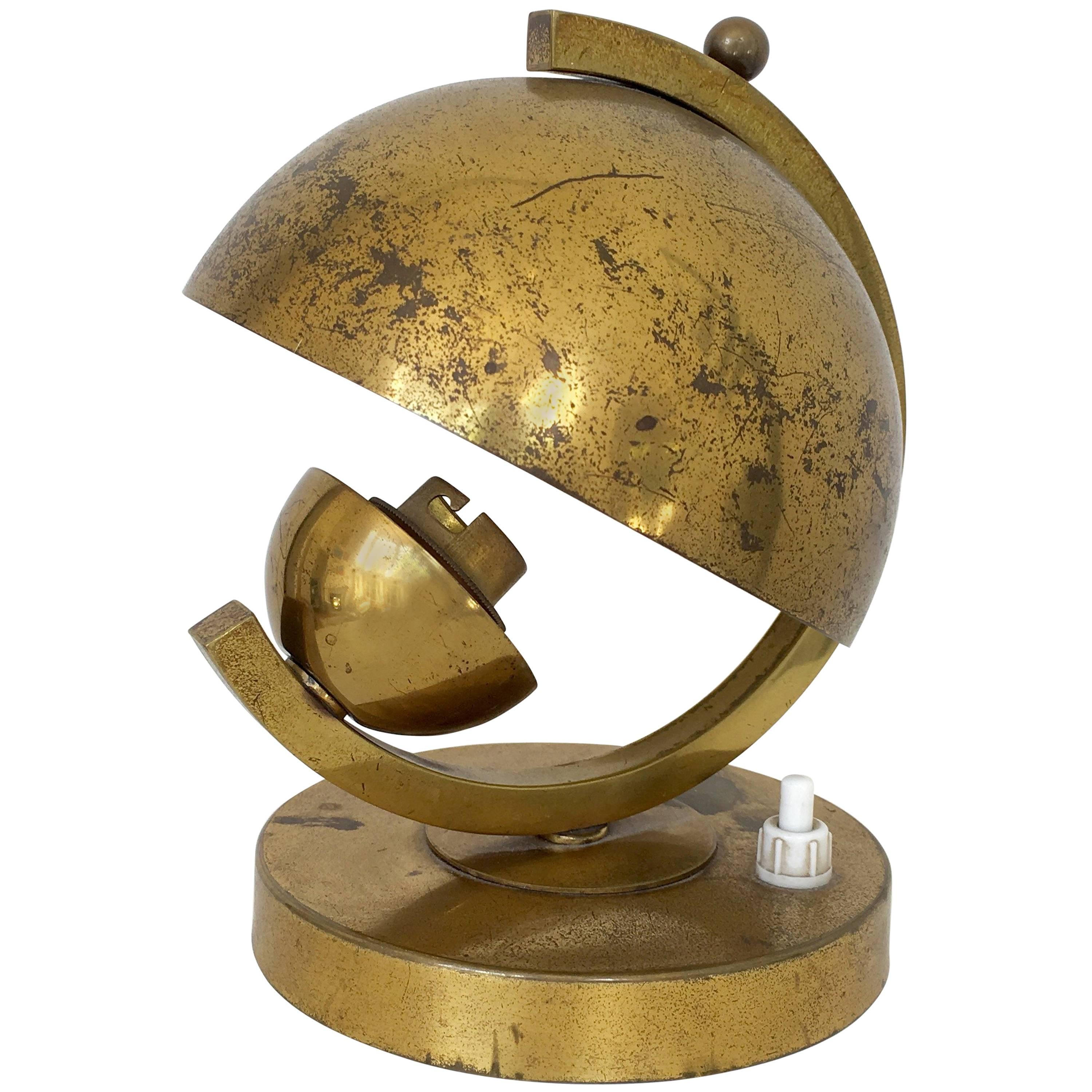 Art Deco Brass Lamp in the Style of Jacques Adnet For Sale