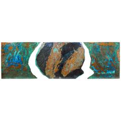 Daryl Colburn Abstract Modern Triptych Painting Copper Wall Art Large