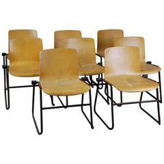 Set of Eight J Hayward Kinetics Bent Plywood Chairs, Mid-Century
