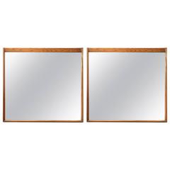 Pair of Mid-Century Oak Frame Mirrors