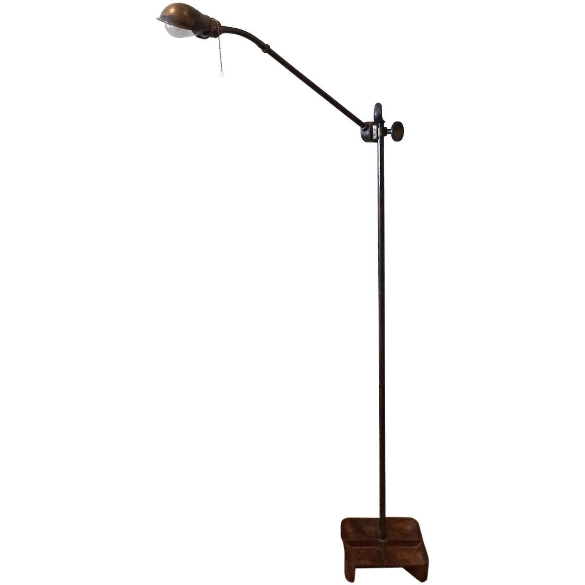 Industrial Extended Gooseneck Floor Lamp with Tray Base