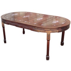 Vintage Chinese Rosewood and Mother-of-Pearl Dining Table