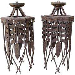 Pair of Spanish Wrought Iron Lanterns