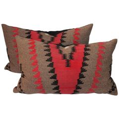 Pair of Geometric Navajo Indian Weaving Bolster Pillows 4