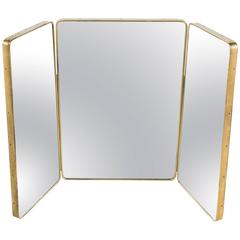 Retro Oversize Italian Brass Tri-fold Mirror
