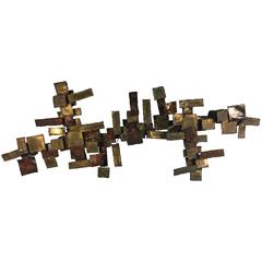 Dramatic Giant Torch Cut Mixed-Metal Wall Sculpture by Curtis Jere