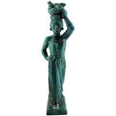 Harald Salomon for Rörstrand, Green Glazed Stoneware Figure of a Woman