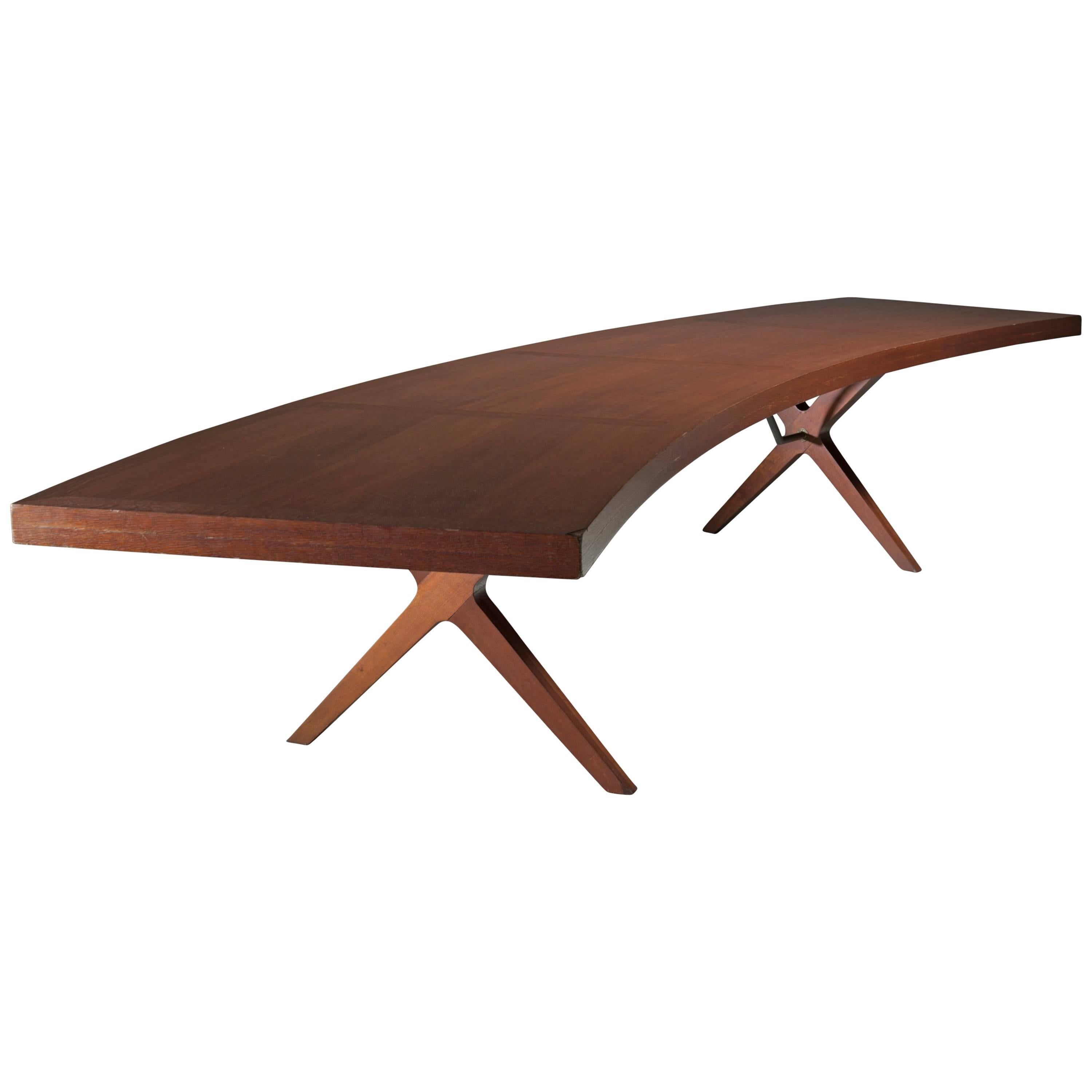L.E Brevilly Extremely Large Boomerang Shaped Desk, France, circa 1965