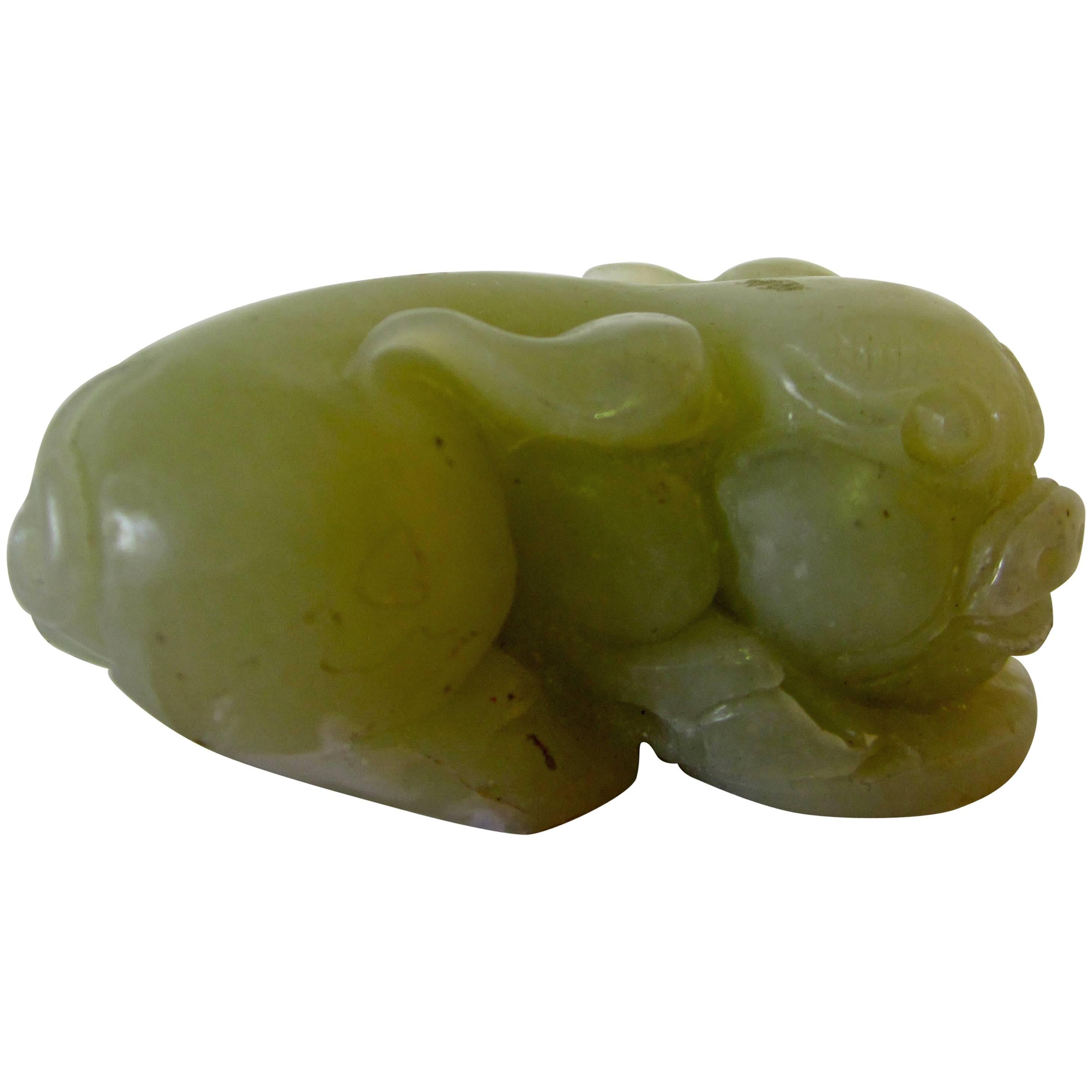 Green Jade Figure of a Pig For Sale