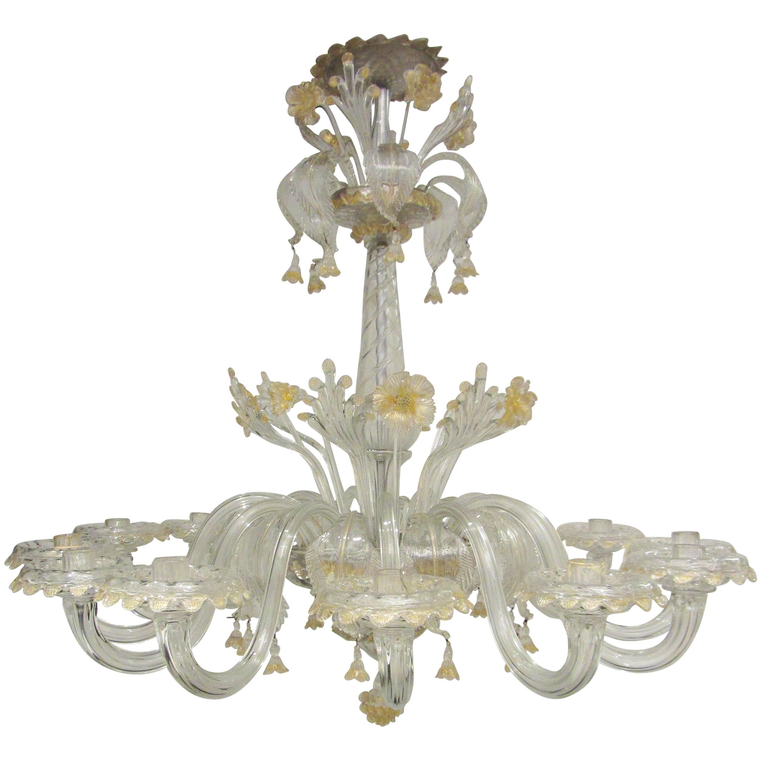 Large Early 20th Century Murano Glass Chandelier