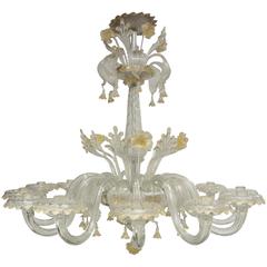 Antique Large Early 20th Century Murano Glass Chandelier