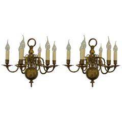 A near pair of Dutch style chandeliers