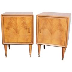 Pair of 1950s Italian Walnut Nightstands