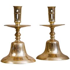 Pair of 16th Century Bell Candlesticks