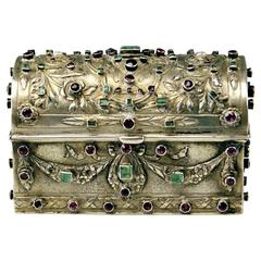 Antique Silver 13 Lot Casket Emeralds Almandines Vienna J. G. Loesch, Dated 1806