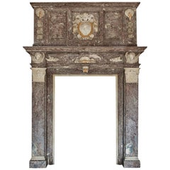 17th Century Monumental Chimneypiece Royal Red and Carera Marble