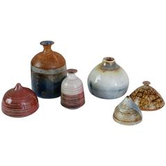 Franco Agnese Set of Six Ceramic Vases in Multi-Color, France, 1960s