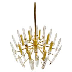 Large Sciolari Gold-Plated Crystal Chandelier with 12 Lights
