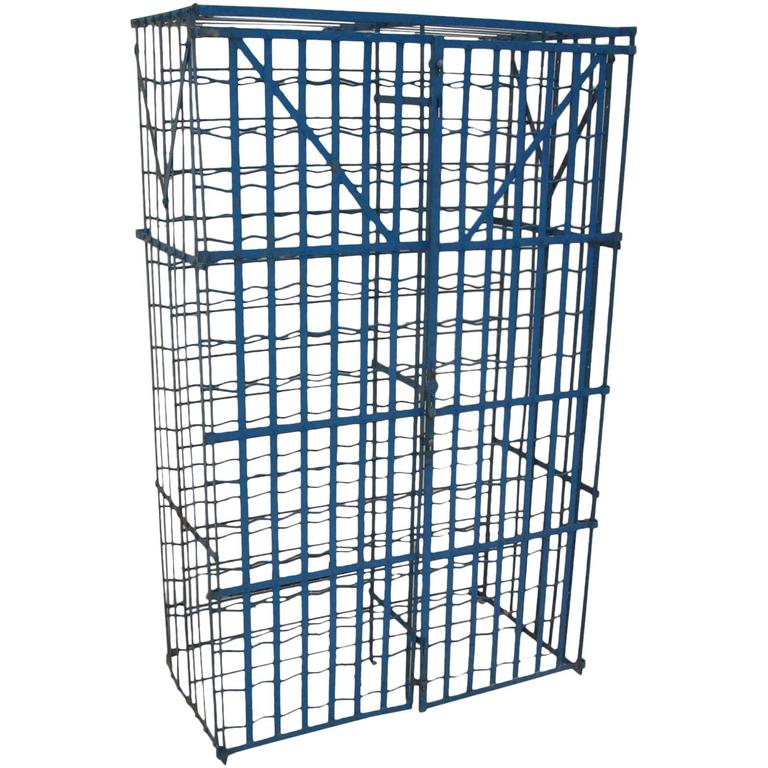 Blue French Metal Lockable Wine Rack Cage for 300 Bottles by Rigidex