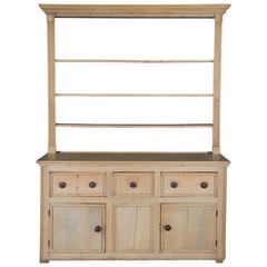 19th Century Washed Pine Welsh Dresser with Plate Rack