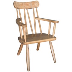Antique 19th Century English Primitive Welsh Folk Art Stick Chair