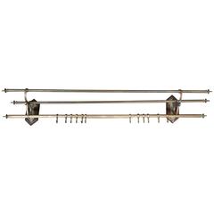 19th Century Brass Coat and Hat Rack from a French Bistro
