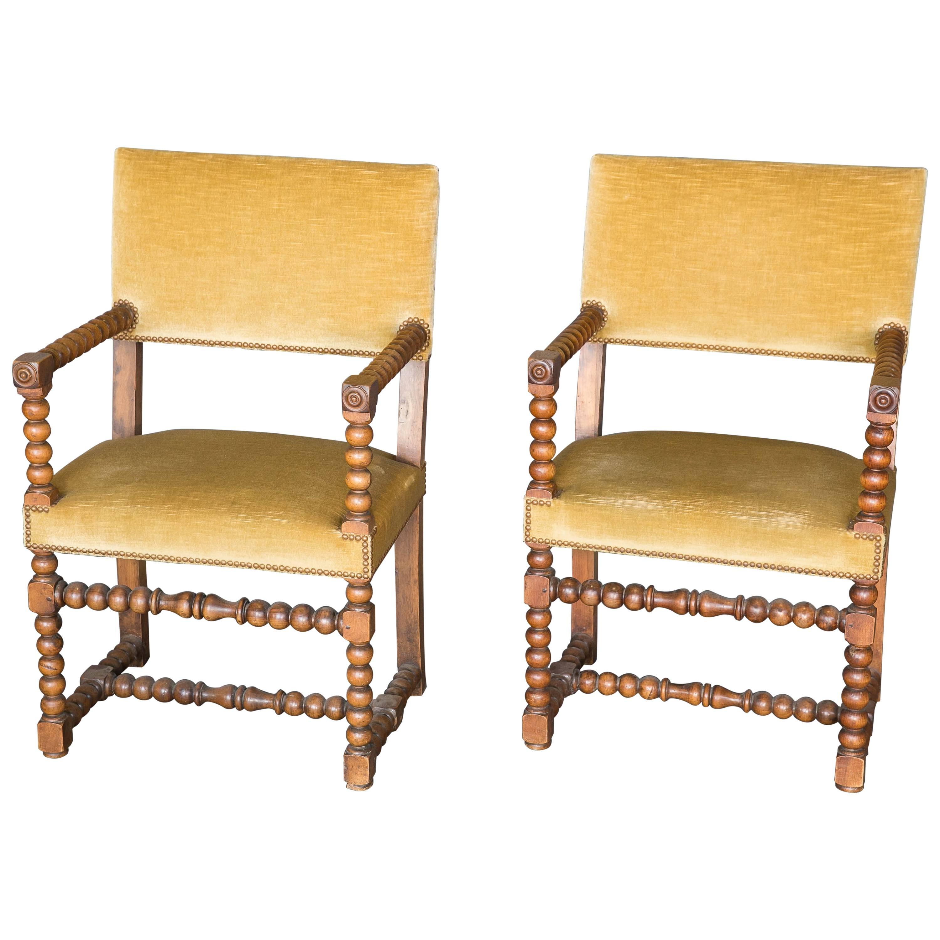 Pair of 19th Century Walnut Bobbin Chairs