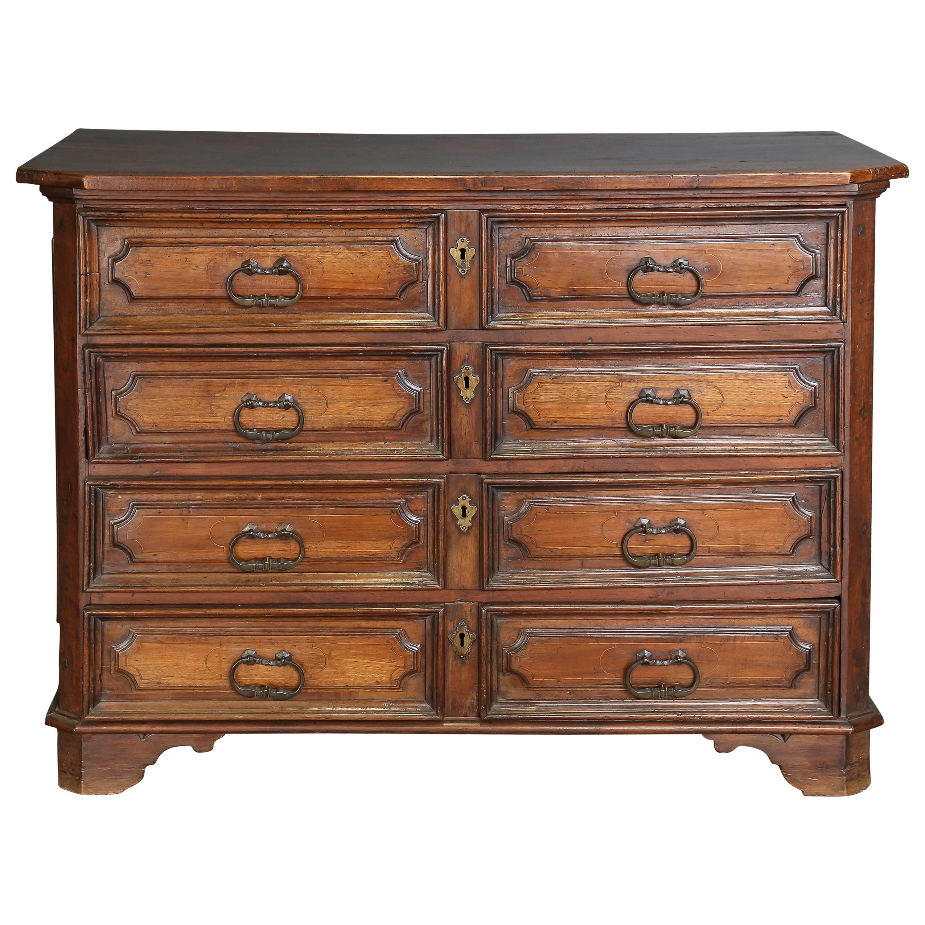 Antique 18th Century Italian Walnut Chest of Drawers For Sale