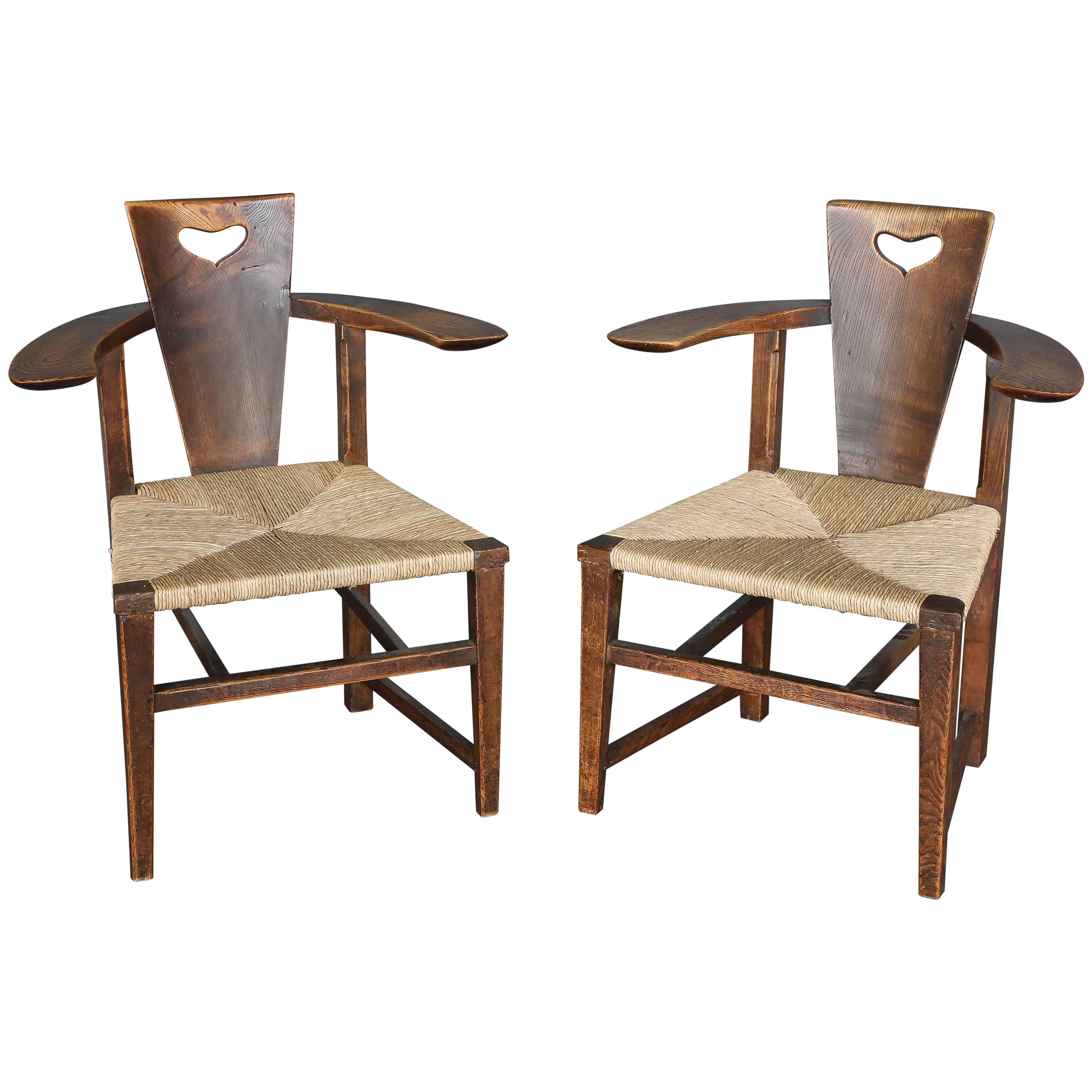 Antique 19th Century Ash Abingwood Chairs by George Walton For Sale