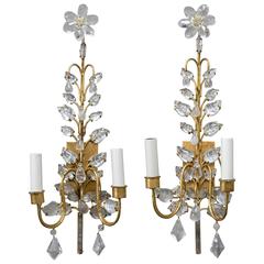 Pair of French Gilt and Crystal Sconces