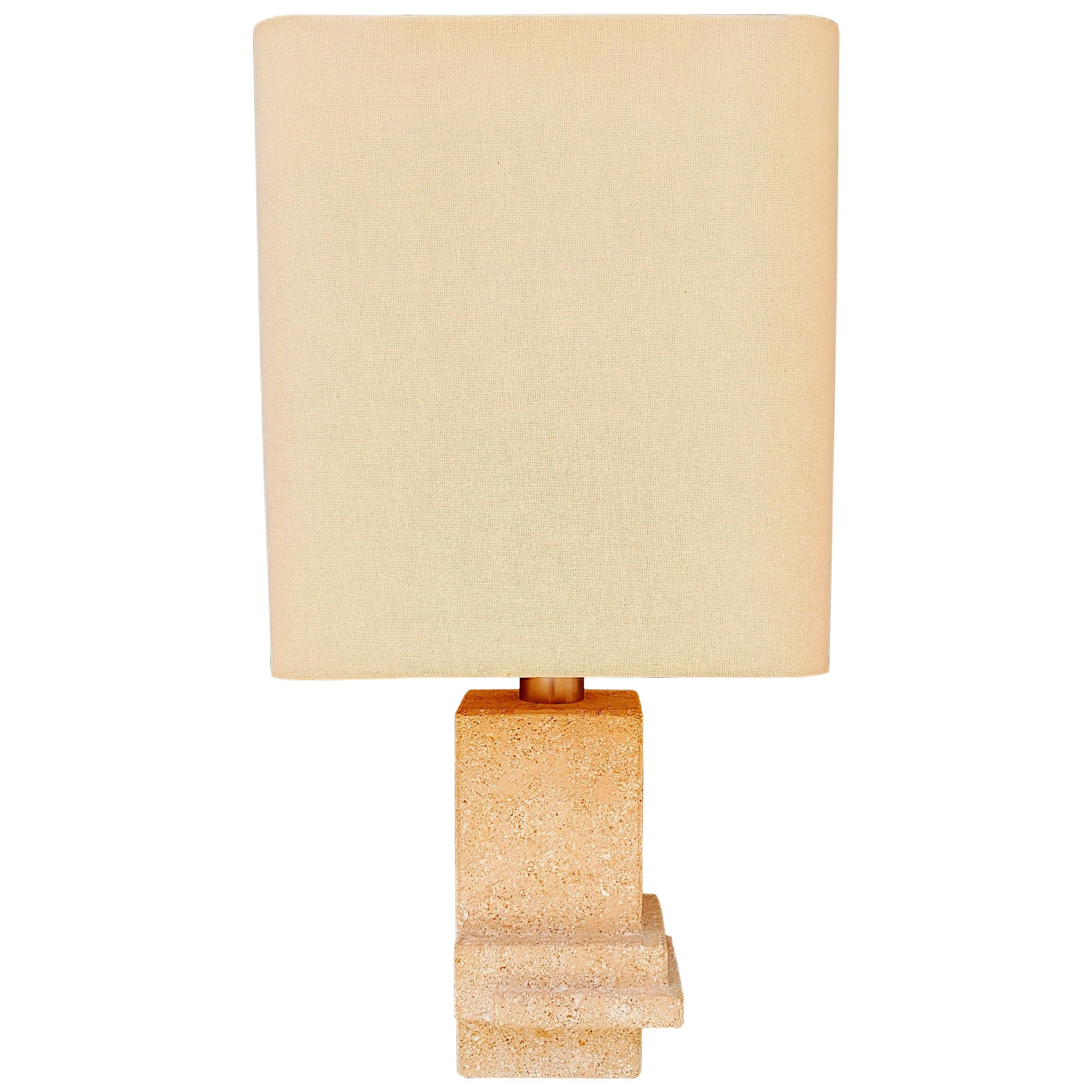 Mid-Century Architectural Stone Table Lamp, 1970s