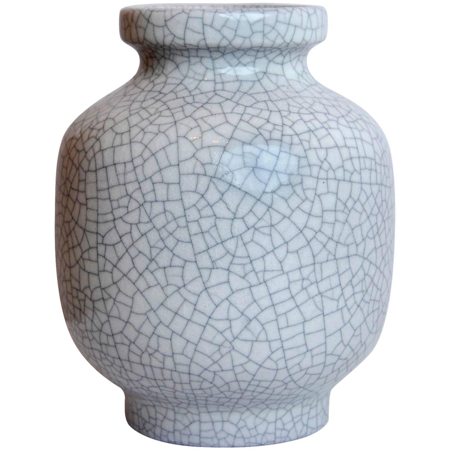 Karlsruhe Majolica Grey Pottery Crackled Vase Fridegard Glatzle 1978 Japanese 