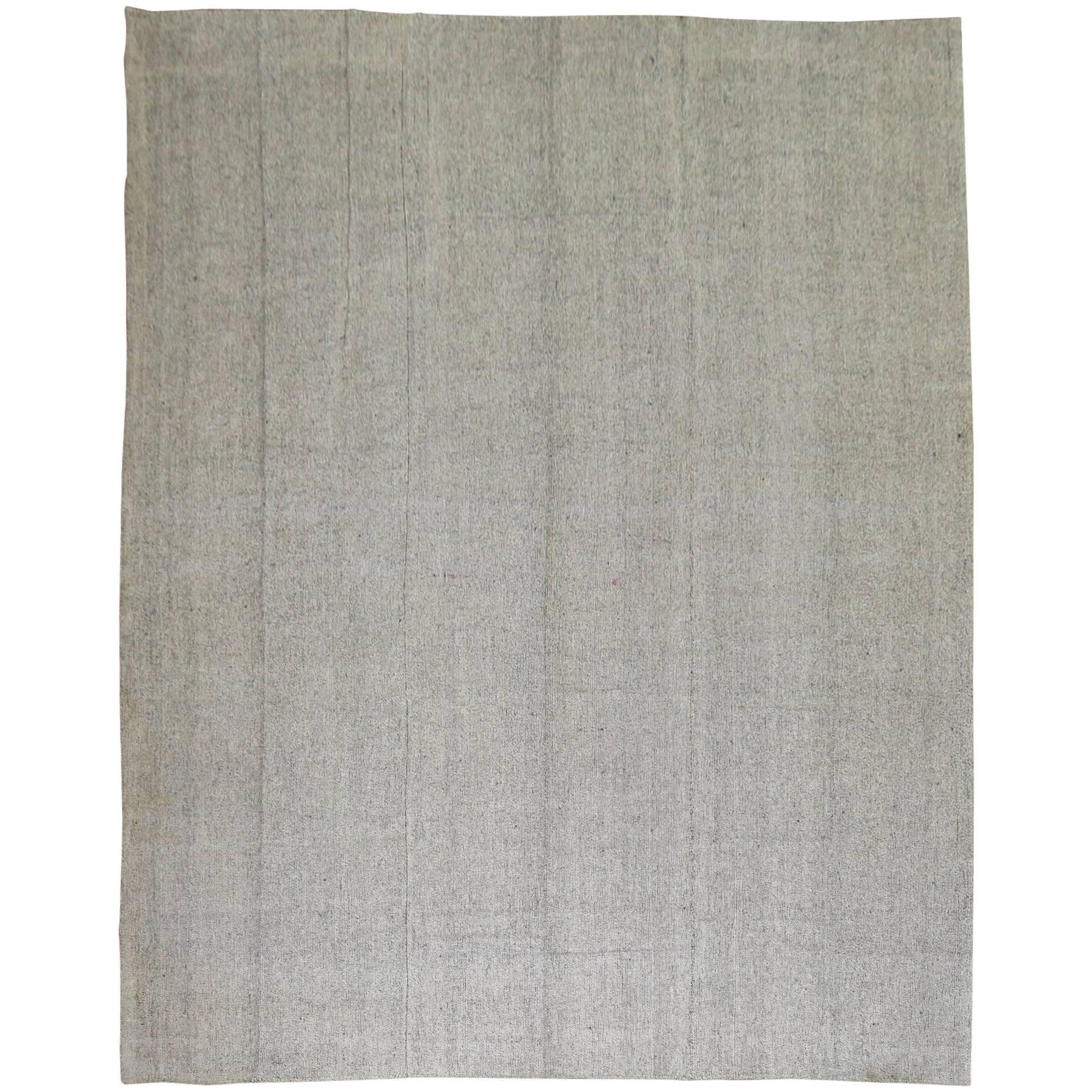 Tapis Kilim turc vintage gris à tissage plat