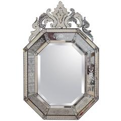 Antique French Venetian Pareclose Mirror, circa 1890