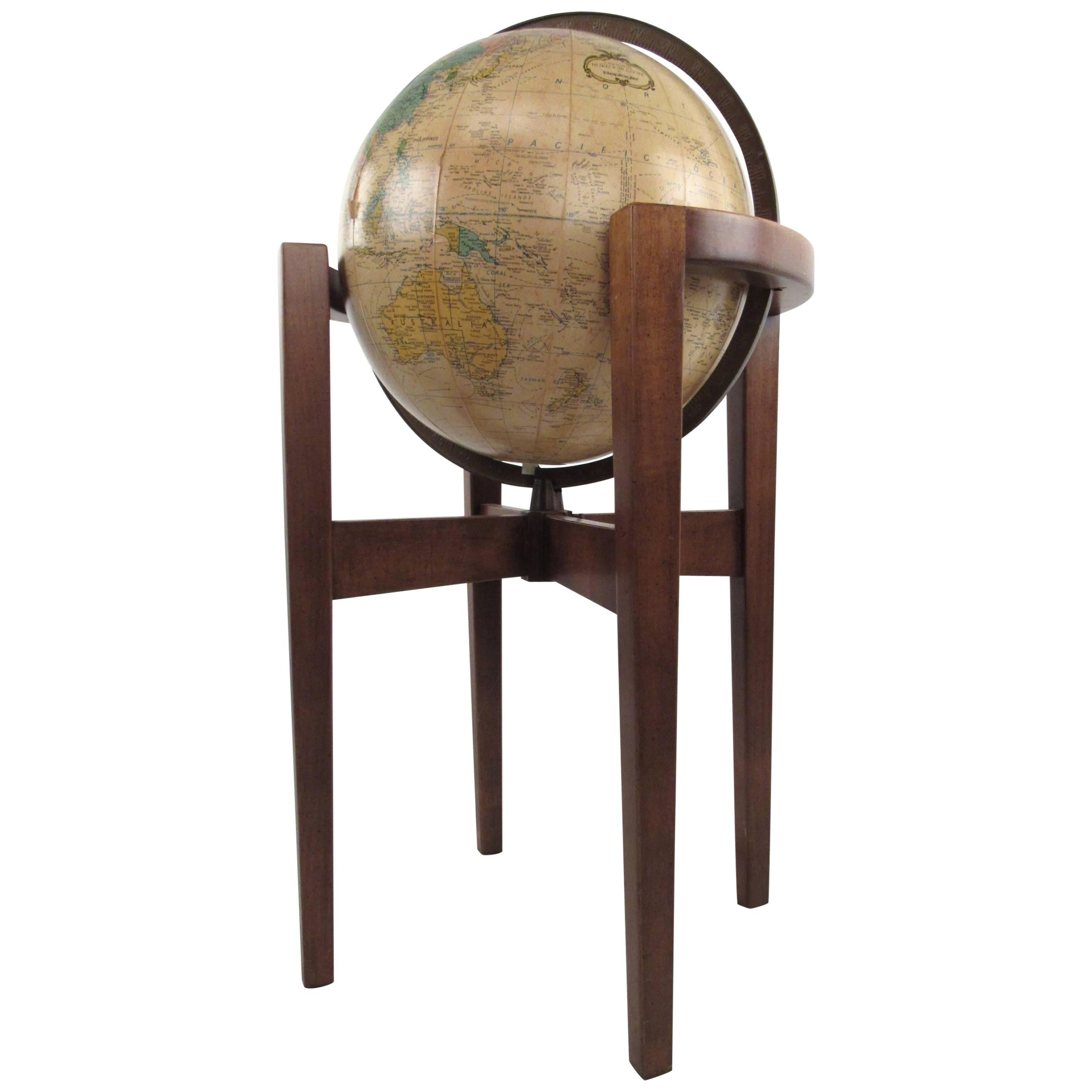Vintage Heirloom Globe in Walnut Floor Stand by Replogle