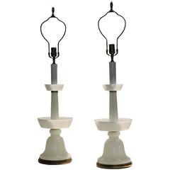 1940's White Opaline Glass Lamps 8