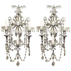 Gorgeous Pair of Neoclassical Crystal Wall Sconces