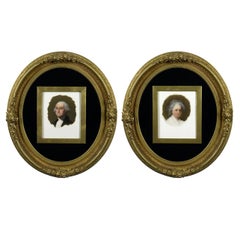 Fine Pair of 19th Century Porcelain Plaques of George and Martha Washington