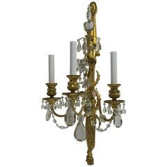 Four E. F. Caldwell Gilt Bronze and Crystal Three Light Sconces